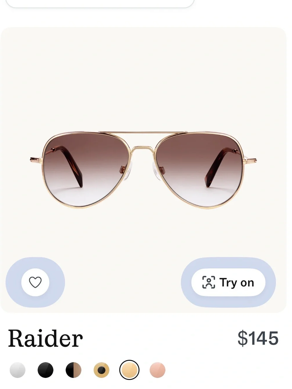 NWT Warby Parker Raider Sunglasses Polished Gold Frame